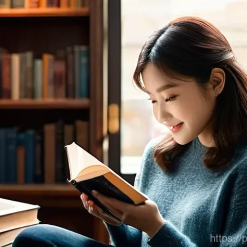 테니스 스트링 텐션 조절 가이드 - **Prompt 1: A Cozy Bookstore Scene**
    A warm and inviting image of a young woman (early 20s, East...
