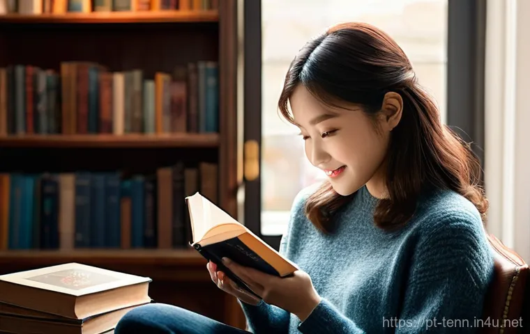 테니스 스트링 텐션 조절 가이드 - **Prompt 1: A Cozy Bookstore Scene**
    A warm and inviting image of a young woman (early 20s, East...