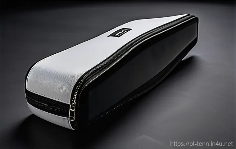 탁구 라켓 케이스 추천 - **Innovative Protection: The High-Tech Racket Case:**
    "A close-up, high-angle studio shot of a c...