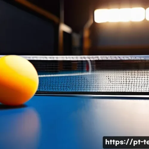 Home 31 탁구 라켓 리뷰 - A detailed close-up of a modern table tennis racket showcasing a layered wooden blade combined with ...