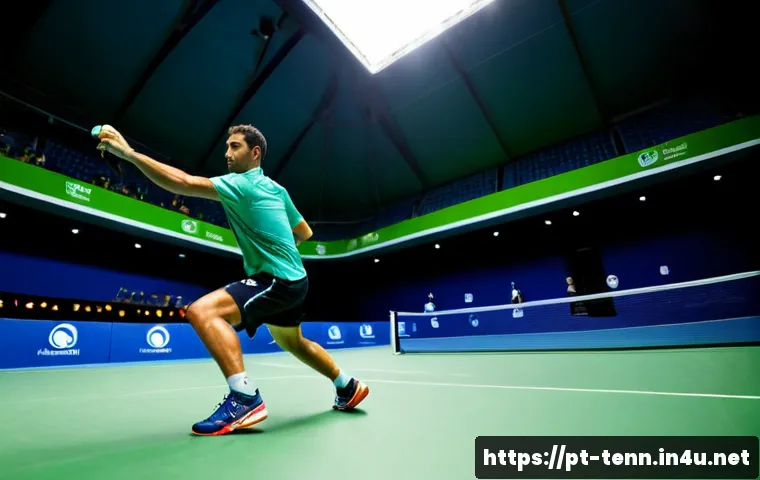 탁구 유명 선수의 플레이 분석 - Photorealistic action analysis scene of a Brazilian professional table tennis player executing a pow...